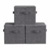 Set of 6 Foldable Storage Boxes with Lids and Handles, Non-Woven Clothes Organiser Baskets
