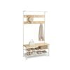 Coat rack stand with bench and shoe storage Oak and White