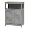 Bathroom Floor Cabinet with Double Shutter Door and Adjustable Shelf-Grey