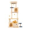 163 cm Large Kitty Tower with 2 Condos and Removable Plush Perch-Yellow