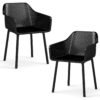 Set of 2 Modern Plastic Dining Chairs with Wide Seat-Black