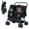 Double Pet Stroller Foldable Twin Dog Walk Jogger with 2-seater Carrier-Black