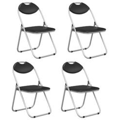 4 Pack Folding Chairs Metal Conference Chair with Padded Seat and Back
