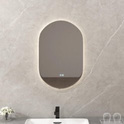 80 x 50 CM Oval LED Wall Mirror with Dimmable 3-Color Lights and Smart Touch