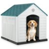 Large Plastic Dog House Waterproof Pet Shelter with Air Vents-Dark Blue