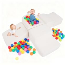5-Piece Climb and Crawl Soft Play Set Foam Climbing Blocks-Beige