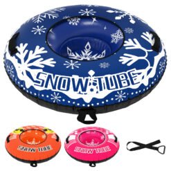 Inflatable Snow Tube Heavy-duty Snow Sledding Tube with Detachable Tow Strap-Blue