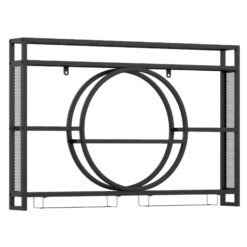 Wall Mounted Wine Rack 5-Tier Large Capacity Hanging Bar Shelf with Glass Holder-Black