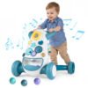 Montessori Baby Walker Toddler Educational Push Toy with Music and Light-Blue