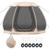 300 X 275 CM Foldable Outdoor Screened Camping Tent Gazebo-Sand Color