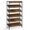 6 Tier Bookshelf with Heavy-Duty Metal Frame for Living Room-Rustic Brown