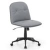 Armless Home Office Desk Chair with Adjustable Height and Smooth Rolling Wheels-Grey