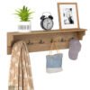 80 CM Wall Hooks with Shelf Wooden Coat Rack-Natural & White