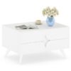 Modern Coffee Table with Storage Farmhouse Accent Table with Open Compartments and 3 Drawers-White