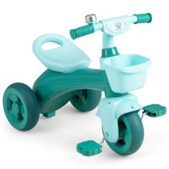 Toddler Tricycle with Limited Steering and Front Storage Basket and Bell-Green