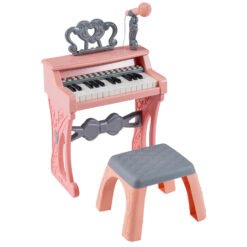 25 Keys Mini Keyboard Piano with Stool and Music Stand for 3+ Kids-Pink