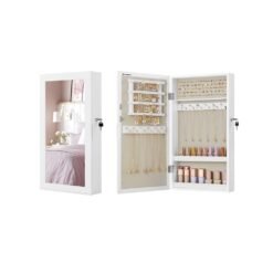 Wall-Mounted Jewellery Cabinet, Mirror with Storage
