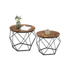 Coffee Tables Set of 2 Side Tables Rustic Brown and Black