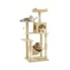 143 cm Plush Cat Tree with 4 Scratching Posts Beige