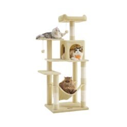 143 cm Plush Cat Tree with 4 Scratching Posts Beige