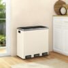 Triple Pedal Bin, 54 L Recycling Kitchen Waste Bin, Soft-Close Lids, Steel, for Home, Beige