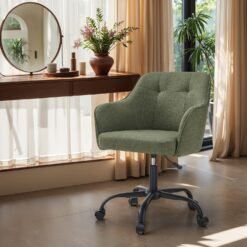 Desk Chair with Armrests, Loads 110 kg, for Home Office, Study, Bedroom, Adjustable Office Chair, Green