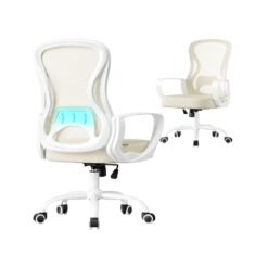 Ergonomic Office Chair with Lumbar Support Cappuccino Beige and Cloud White