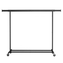 Garment Rail with Wheels, Adjustable Clothes Rack for Bedroom