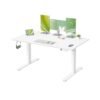 Electric standing desk with USB C port and cable tray Matte White