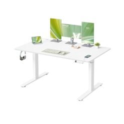 Electric standing desk with USB C port and cable tray Matte White