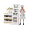 Kids Kitchen Playset Toy Play Kitchen with 4 Fabric Drawers for 3+ Years Old-White