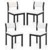 Imitation Lamb Fleece Home Chair Set of 4 with Upholstered Seat-White