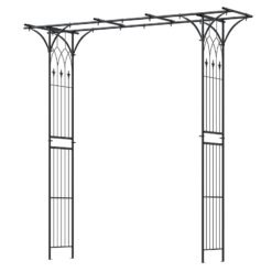 Flat Top Garden Arch with Trellises and Extended Roof for Climbing Plants