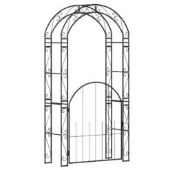 214 cm Tall Garden Arch with Gate and Climbing Trellises