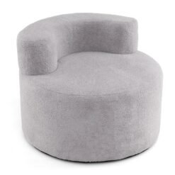 Bean Bag Chair with Soft Teddy Fleece and Curved Backrest-Grey
