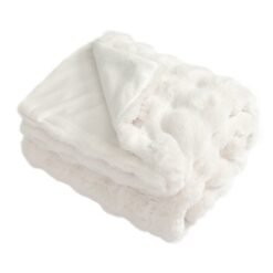 Fuzzy Plush Rabbit Fur Bubble Blanket for Bed Armchair Sofa-L