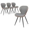 4 Set Armless Dining Chair Modern Accent Chairs with Curved Backrest-Grey