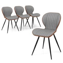 4 Set Armless Dining Chair Modern Accent Chairs with Curved Backrest-Grey