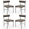 Faux Leather Upholstered Kitchen Side Chair with Curved Set of 4-Grey