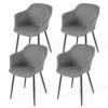 Dining Chairs Set of 4 with Ergonomic Backrest Design and Wide Armrest-Grey