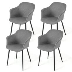 Dining Chairs Set of 4 with Ergonomic Backrest Design and Wide Armrest-Grey