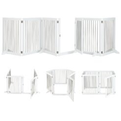 366cm Freestanding Foldable Extra Wide Dog Gate with Lockable Door and 4 Support Feet