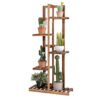 5-Tier Wood 6 Pots Plant Stand Free-standing Display Shelf