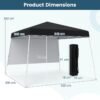 300 x 300 cm Pop up Canopy Tent with 1 Sidewall and Portable Backpack-Black