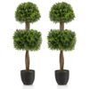 Set of 2 100CM Artificial Boxwood Topiary Ball Tree with Cement-filled Plastic Pot