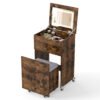 3-in-1 Small Vanity Desk Set with Flip-top Mirror and Lights-Rustic Brown