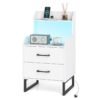 Nightstand Modern Bedside Table with Built-in Charging Station-White