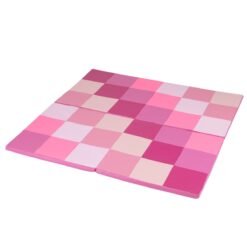 Foldable Patchwork Toddler Activity Mat with Waterproof Faux Leather-Pink