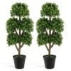115cm Artificial Boxwood Topiary Ball Tree Set of 2 for Home-Green