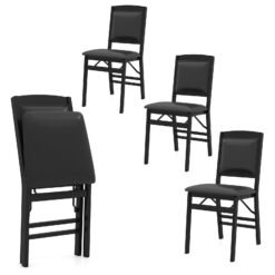 Dining Chair Set of 4 with Padded Seat and Soft Backrest-Black